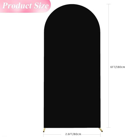 Wokceer 6FT Wedding Arch Cover Spandex Fitted Wedding Arch Stand Covers Round Top Chiara Arch Backdrop Cover for Birthday Party Ceremony Banquet Decoration Black