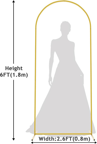 Asee'm 6FT Metal Arch Backdrop Stand Gold Arched Backdrop Frame for Wedding Party Ceremony Birthday Bridal Baby Shower Garden Floral Balloon Arch Decoration