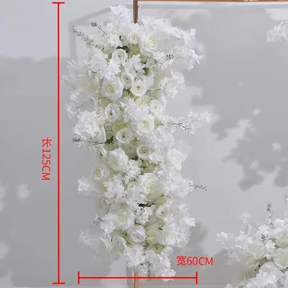 Artificial Cherry Blossom Rose Wedding Arch Flowers, Wedding Welcome Signs Floral Greenery Arrangements, Fake Flower Garland Green Leaves Rose for Home Decor Ceremony Backdrop Decor (Main flower)