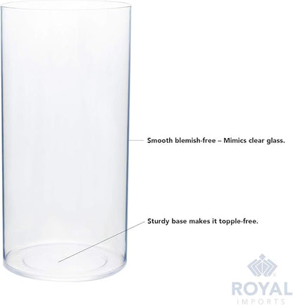 Royal Imports Flower Vase Acrylic Cylinder - Decorative Centerpiece for Home or Wedding - Non Breakable Plastic, 5"X10" Tall Round - Clear