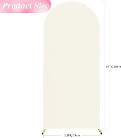 Wokceer 5FT Wedding Arch Cover Spandex Fitted Wedding Arch Stand Covers Round Top Chiara Arch Backdrop Cover for Birthday Party Ceremony Banquet Decoration Ivory