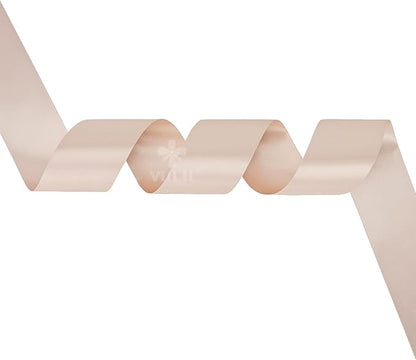 MEEDEE Vanilla Satin Ribbon 2 Inch Vanilla Ribbon Lux Double Faced Ribbons by 25 Yards Silk Ribbons for Gift Wrapping, Satin Weddings, Flower Bouquet, Holiday Decorating