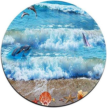 Waves and Shells Round Coaster Set - Made of Recycled Rubber - Set of 4