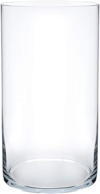 Royal Imports Flower Glass Vase Decorative Centerpiece for Home or Wedding - Cylinder Shape, 10" Tall, 5" Opening, Clear