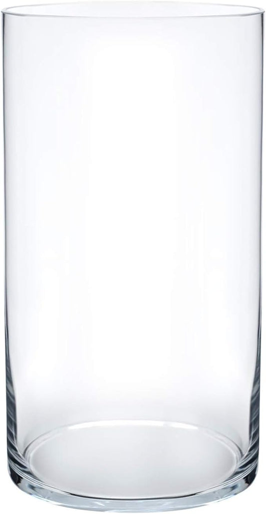 Royal Imports Flower Glass Vase Decorative Centerpiece for Home or Wedding - Cylinder Shape, 10" Tall, 5" Opening, Clear