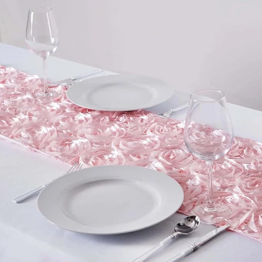 Efavormart Wonderland Rosette Premium Table Runners for Weddings Party Banquets Decor Fit Rectangle and Round Table - Blush