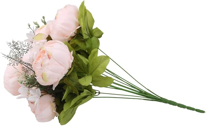 Flojery Silk Peony Bouquet Vintage Artificial Peonies Flower for Home Wedding Party Decor (1pcs, Peach Pink)