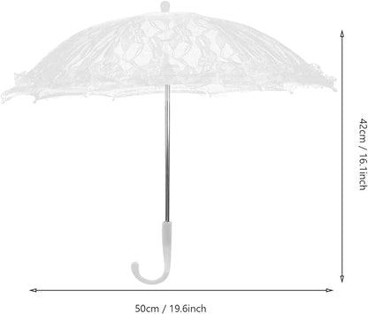 Lace Umbrella Parasol Floral White Umbrella Vintage Wedding Bridal Umbrella Photography Scene Props for Baby Shower Bridal Decorations Assorted Color A