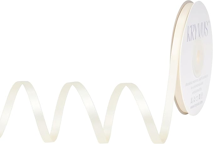 Ivory Satin Ribbon, Double Faced 1/4 Inch X 25 Yards Ivory Ribbon, Premium Satin Ribbon for Gift Wrapping, Crafts, Hair Bow Making, Sewing, Flower Bouquet, Wedding Party Decor