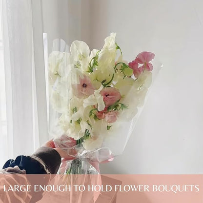 BBJ WRAPS Clear Flower Bags For Bouquets Waterproof And Durable Bouquet Sleeves For Florists, Flower Cellophane Bags For Florist Arrangements Supplies, 12x3x16 Inch, 100 Counts（M