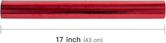 LeZakaa 3D Embossed Floral Foil Gift Wrapping Paper, Vintage Flower Metallic Foil for Birthday Christmas Party Holiday Gift Wrap, for DIY Crafts Scrapbook, Mini Roll 17 inch x 32.8 Ft(Red)