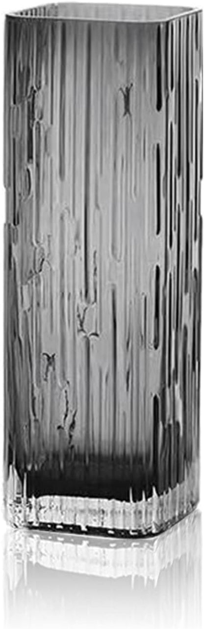 Modern Minimalist Glass Square vase, Crystal Glass vase, vase, Dry vase (Grey)