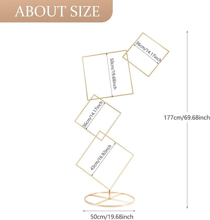 Gold Arch Backdrop Stand 5.8Ft Wedding Square Backdrop Stand, 4 Tier Floral Balloon Arch Stand for Wedding Centerpiece Baby Shower Birthday Ceremony Background Decoration