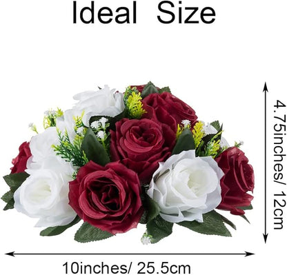 Flower Centerpieces for Wedding Tables: Wedding Table Decorations Burgundy & White Flower Balls Centerpieces for Engagement Cerebration Party Center Pieces 10 Packs