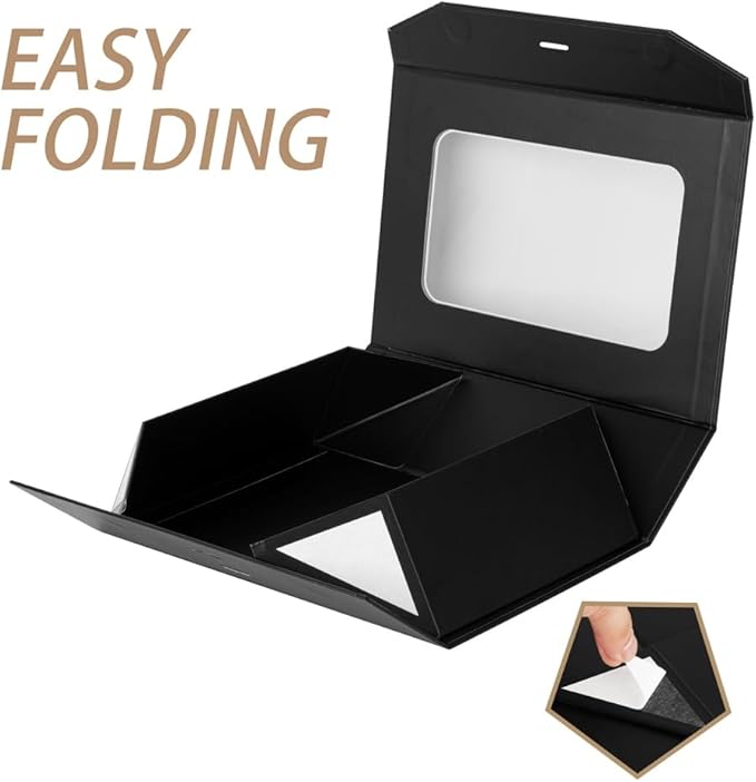 Extra Large Black Gift Box for Presents with Ribbon 19x16x6 Inches Clear Gift Box with Window Magnetic Closure Gift Boxes with Lids