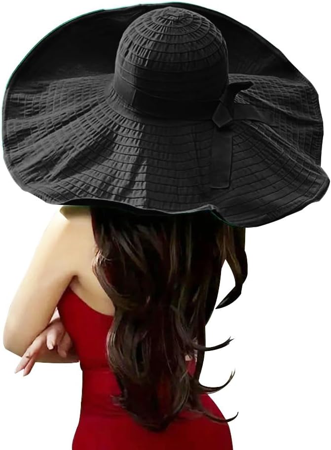 Oversized Sun Hats for Women Extra Large Wide Brim Beach Hat Foldable Roll up Floppy