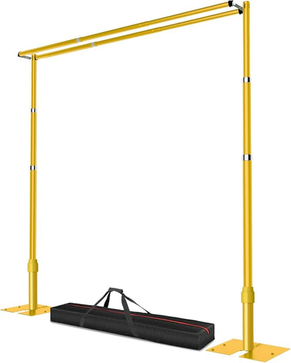 12x10ft Pipe and Drape Backdrop Stand, Double Crossbar, Heavy Duty Adjustable Background Frame with Metal Base for Parties Photography Wedding Photoshoot Decoration - Gold