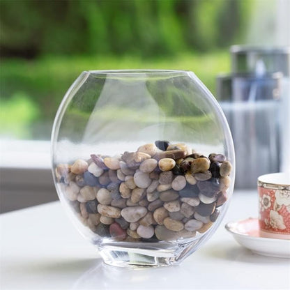 Enova Floral Unique Moon Bowl Glass Flowers Vases, H 6.50" W 3.5" L7.0 Clear Floral Container with Oval Eye Shape Opening for Desktop Decor (1 Piece)
