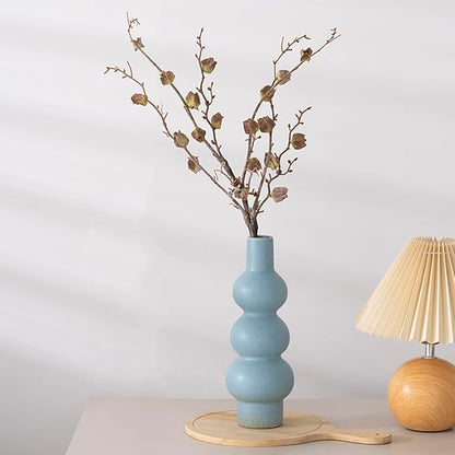 Blue Gradient Ceramic Vase - 3 Tier Gourd Shaped Modern Home Decor, Vase Minimalist Style Suitable for Modern Table & Shelf Home Decor/Living Room/Entryway/Shelf Display (Multi-Tier Design)