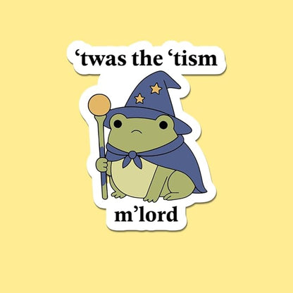 HANDICHI Design 5-Pack 6 Inch Cute Wizard Frog Stickers – ’TWAS The ’Tism M’Lord Meme Vinyl Decals – Funny Neurodivergent Sticker Pack for Laptops, Water Bottles, Journals and Scrapbooks