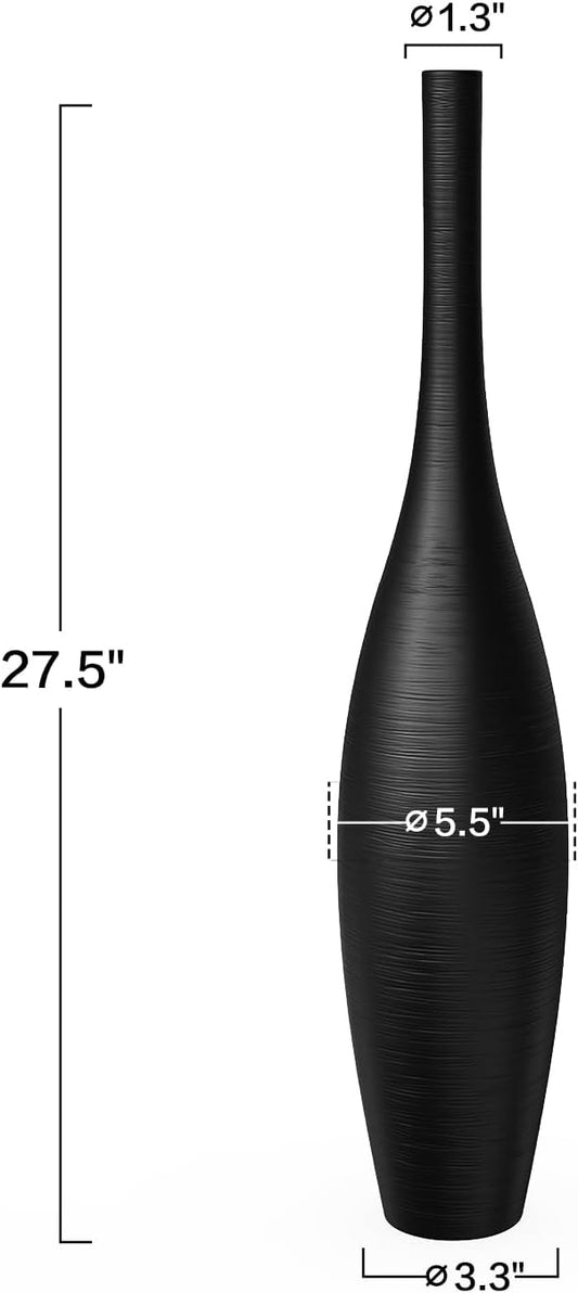 Black Vase Tall Black Floor Vases, 27.5 Inch Modern Tall Vases for Living Room Modern Floor Vase for Living Room Corner Office Home Decor