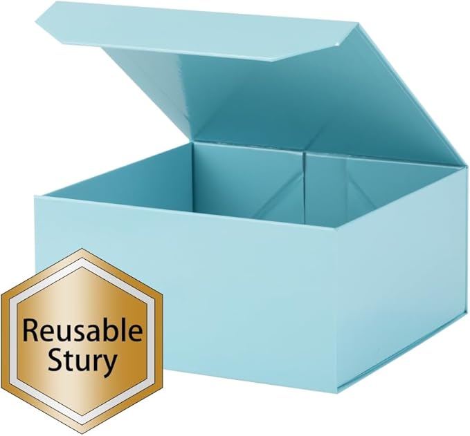 6 Pcs Blue Gift Box Large 13x11x5.3 Inch Blue Large Gift Box with Crinkle Paper Magnetic Box with Shredded Paper Luxury Gift Boxes with Lids for Presents