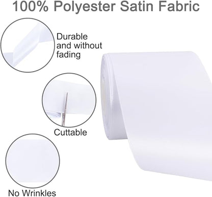 TONIFUL White Satin Ribbon 3 Inch X 25yds Solid Silk Ribbons for Gift Wrapping, Craft, Floral Bouquets, Valentine's Day Christmas Gift Wrapping, Party Wedding Decoration,Halloween