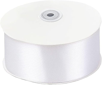 LIUYAXI White Double Faced Satin Ribbon, 2" X Continuous 25 Yards, Ribbons Perfect for Gift Wrapping Wedding Bouquet Decor DIY Craft Bow Making & Other Projects
