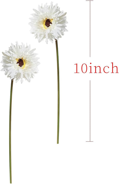 Letjolt Artificial Gerbera Daisy Flowers African Daisy White Silk Flowers Home Decorations Faux DIY Bouquet for Wedding Engagement Centerpieces Arrangements
