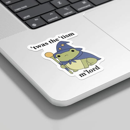 HANDICHI Design 5-Pack 5 Inch Cute Wizard Frog Stickers – ’TWAS The ’Tism M’Lord Meme Vinyl Decals – Funny Neurodivergent Sticker Pack for Laptops, Water Bottles, Journals and Scrapbooks