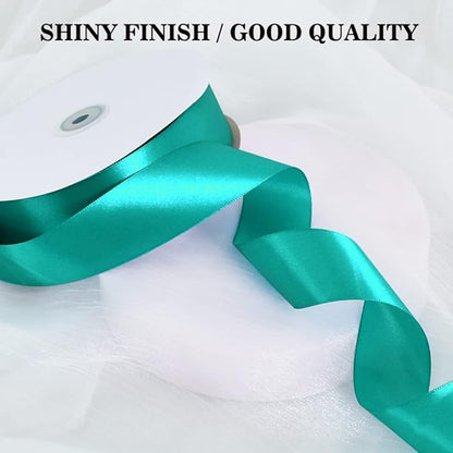 TONIFUL 1-1/2 Inch (40mm) x 100 Yard Deep Sky Blue Wide Satin Ribbon Solid Fabric Ribbon for Gift Wrapping Chair Sash Valentine's Day Wedding Birthday Party Decoration Hair Floral Craft Sewing