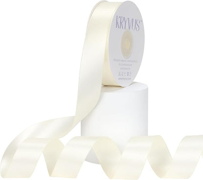 Ivory Satin Ribbon, Double Faced 1 Inch X 25 Yards Ivory Ribbon, Premium Satin Ribbon for Gift Wrapping, Crafts, Hair Bow Making, Sewing, Flower Bouquet, Wedding Party Decor