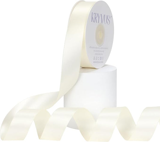 Ivory Satin Ribbon, Double Faced 1 Inch X 25 Yards Ivory Ribbon, Premium Satin Ribbon for Gift Wrapping, Crafts, Hair Bow Making, Sewing, Flower Bouquet, Wedding Party Decor