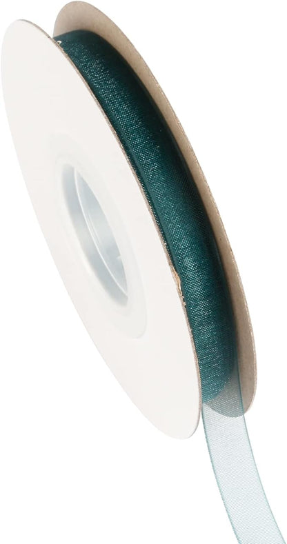 3/8 Inch Teal Shimmer Sheer Organza Ribbon Sheer Chiffon Ribbon 50 Yards-Roll Multiple Colors Available for Gift Wrapping Wedding Events Christmas Décor