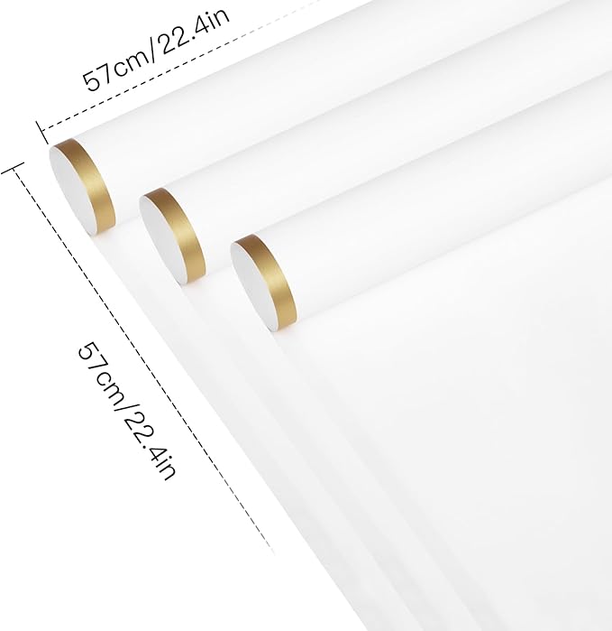 WRAPAHOLIC 20 Sheets Flower Wrapping Paper - 22.4 x 22.4 inch White with Gold Edge Water-Resistant Floral Bouquet Wrapping Paper, Florist Supplies Packaging Paper for Wedding Birthday Gift DIY