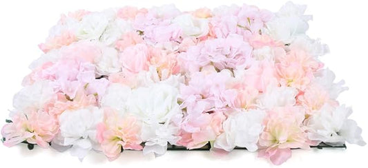 20 PCS Artificial Flower Wall Panel,Each Panel 24" x 16"3D Silk Rose Hydrangea Floral Backdrop,Handmade Eco-Friendly Flower Wall Photo Backdrop Decor (type4)