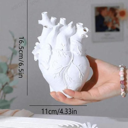 Heart Vase, Gothic Anatomical Resin Flower Pot Desktop, Human Heart Organ Shape for Dried Flower Arrangement on The Dining Table、Desktop Living Room Decoration (White)