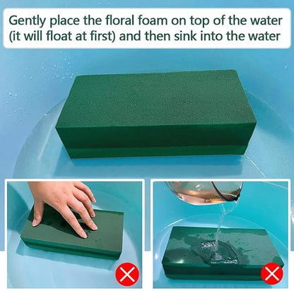3 PCS Wet Floral Foam Blocks for Fresh Flowers, Each (5.5"L x 3.1"W x 1.7"H) Green Foam for Flower Arrangements, Florist Bricks for Weddings, Birthday Gifts, Crafts and Garden Decorations