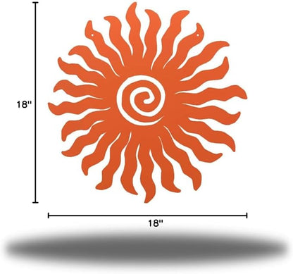Riverside Designs Sunburst Metal Wall Art Steel Outdoor Decor - Heavy-Duty and Waterproof - Made in USA (18", Coral)