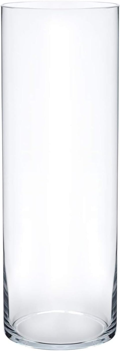 Royal Imports Flower Glass Vase Decorative Centerpiece for Home or Wedding - Cylinder Shape (4" Wide x 14" Tall, Clear)