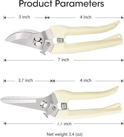 Leize Flower Scissors Set, 2 Pack Premium Thickened Stainless Steel Floral Shears, Strong Pruner for Flowers, Branches and Leaves, Upgrade