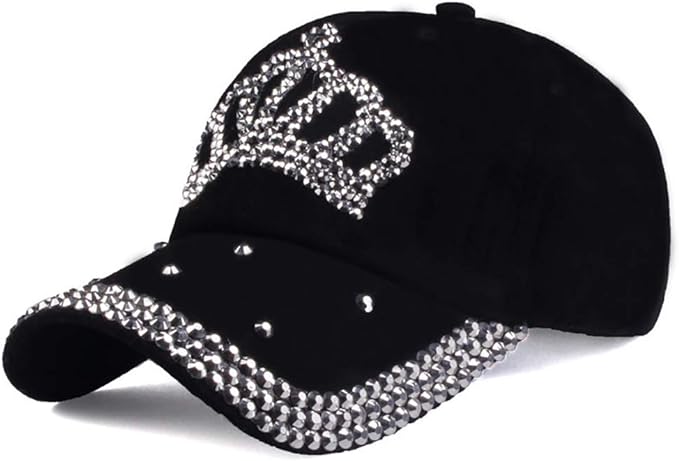 Gudessly Bling Women Baseball Cap Flower Snapback Rhinestone Sun Hats Adjustable Denim Jeans Hat