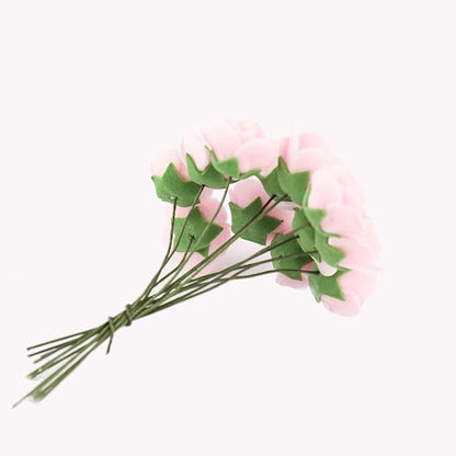 Efavormart 48 Roses | 4" Tall Pink Real Touch Artificial DIY Foam Rose Flowers with Stem, Craft Rose Buds