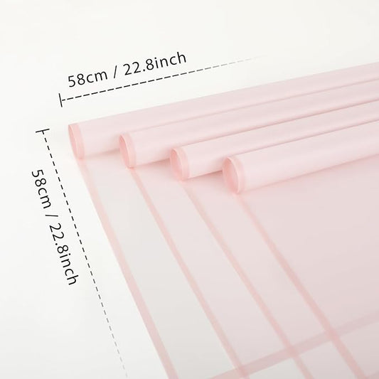 NESCCI 20 Sheet Flower Wrapping Paper - Waterproof Floral Bouquet Wrapping Paper, Florist Supplies Packaging Paper for Wedding Birthday Gift DIY (Translucent Pink)