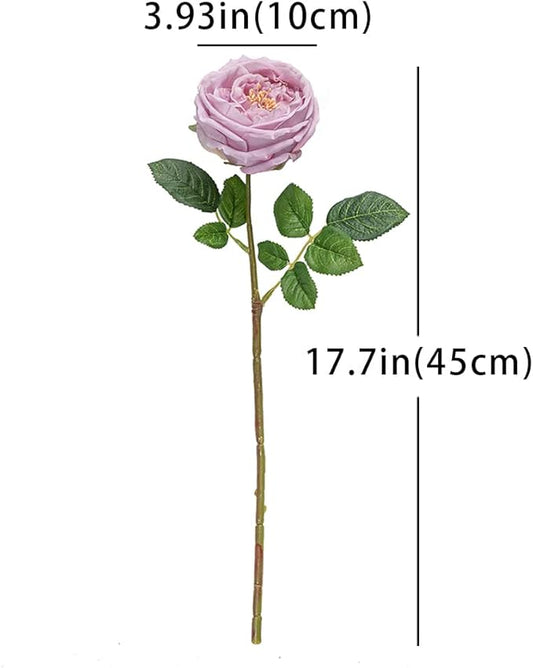 Fake Flowers for Decoration Home Decor Real Touch Artificial Flowers Austin Rose Peony Latex Fake Flower Living Room Decoration Vivid Pink Roses Peonies (Light Purple 4pcs)