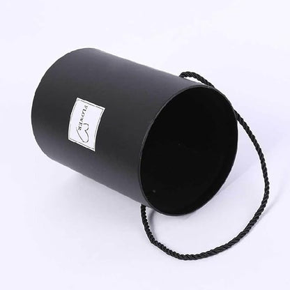 AZIDWERYQ Round Flower Paper Boxes Hat Box Flower Packaging Paper Bag with Lid Candy Party Wedding Supply for Gifts Black