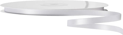 LIUYAXI White Double Faced Satin Ribbon, 1/4" X Continuous 50 Yards, Thin Ribbons Perfect for Gift Wrapping Wedding Invitation Card Tag Floral Arrangement Craft