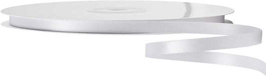 LIUYAXI White Double Faced Satin Ribbon, 1/4" X Continuous 50 Yards, Thin Ribbons Perfect for Gift Wrapping Wedding Invitation Card Tag Floral Arrangement Craft