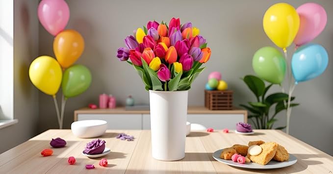 Stargazer Barn - 30 Stem Rainbow Tulips (Vase Not Included) - Fresh Flowers for Delivery - Gift for Anniversary, Birthday, Congratulations, Get Well, Graduation, Sympathy