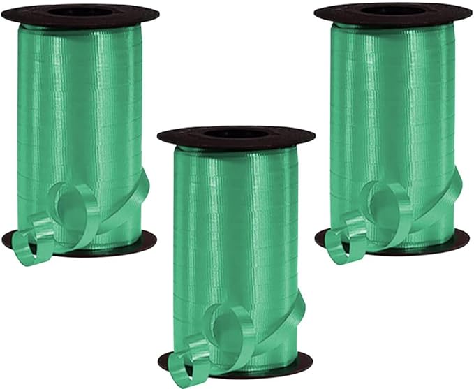 PMU Curling Ribbon - Crimped Texture Curling Ribbons for Gift Box Wrapping, Florist Flowers, Birthday Party Decorations, Festival Art Craft &Christmas Décor-Emerald Green 3/8 Inch X 250 Yards, Pkg/3